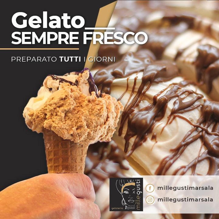 Da Millegusti Marsala produciamo #artigianalmente il gelato ogni giorno così da garantirvi tutta la freschezza e cremosità del gelato #SempreFresco.